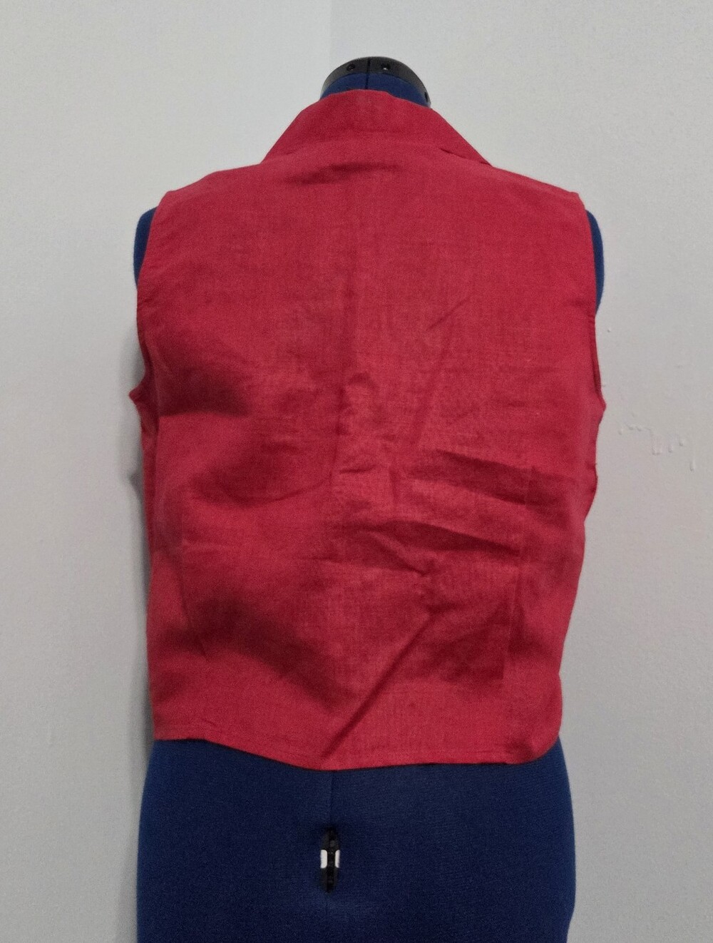 Vintage Red Embroidered Tie Front Top Size M - Picture 2 of 7